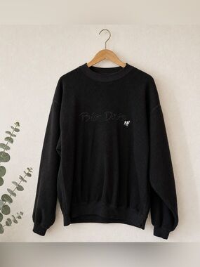 Big Dogs Vintage Black Embroidered Crewneck Sweatshirt Oversized Cozy Pullover